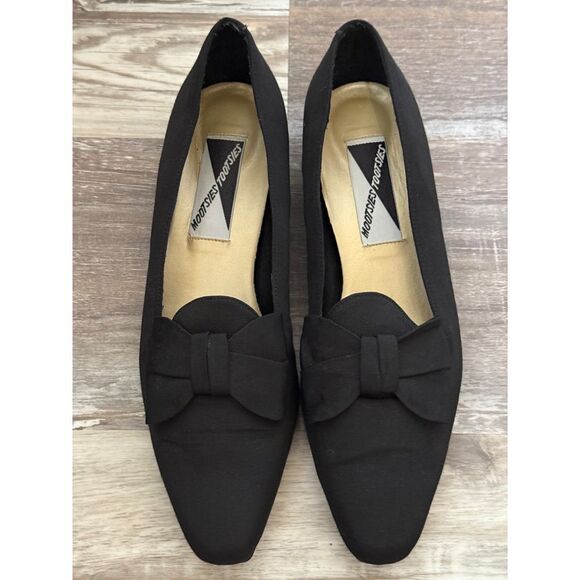 Mootsies Tootsies Elegant Black Bow Flats Classic Pointed Toe SlipOn Loafers 11 - Picture 1 of 7